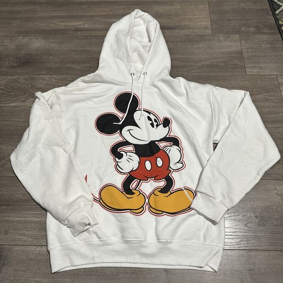Disney Mickey Mouse Women Pullover Sweatshirt Hoodie Color White Size M - Picture 1 of 4